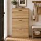 ModernHome Light Oak 3-Compartment Shoe Cabinet 60cm