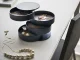 Round Jewellery Organiser Box with 4 Rotating Compartments, Black