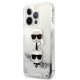 Karl Lagerfeld iPhone 13 Pro Max Case Liquid Glitter Karl & Choupette, Silver