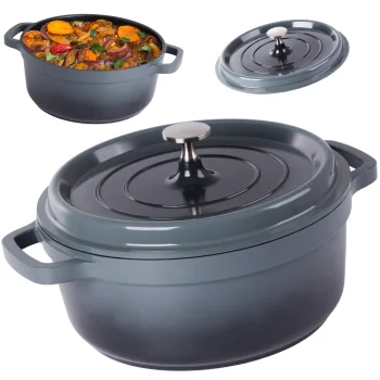 Aluminum Roasting Pot with Lid 4L, Non-Stick, Grey