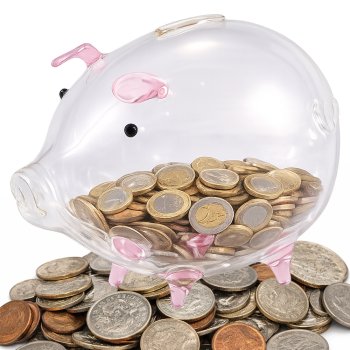 Large Glass Piggy Bank for Adults & Kids, Clear Money Saving Jar for Coins & Bills