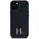 Karl Lagerfeld Silicone Shadow Metal Initial MagSafe Case for iPhone 15, Black