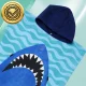 Kids Hooded Beach Towel Shark Poncho 50x100 cm, Blue