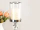 Glamour Glass and Metal Candlestick Set, 3 pcs, Chrome