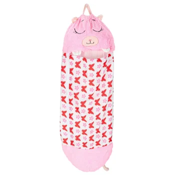 Kids Travel Sleeping Bag with Pillow 2in1 125x50cm, Pink