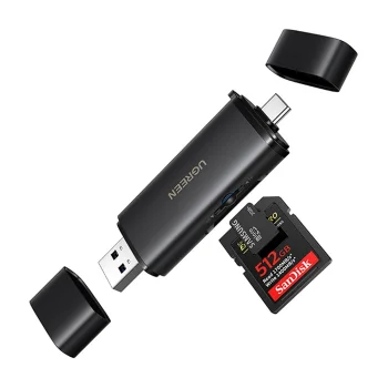 Kortelių skaitytuvas Ugreen 65024 USB-C / USB-A SD 4.0 UHS-II, juodas