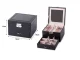 Black Eco-Leather Jewelry Box Organizer with Mirror