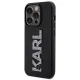 Karl Lagerfeld iPhone 15 Pro Case 3D Rubber Glitter Logo, Black