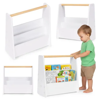 Ecotoys Montessori Kids Bookshelf, 2 Levels, White