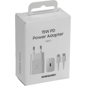 Samsung EP-T1510XWEGEU USB-C 15W PD AFC Wall Charger + USB-C Cable - White