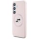 Karl Lagerfeld Silicone Double Heads And Circle MagSafe Case for Samsung Galaxy S25+, Pink