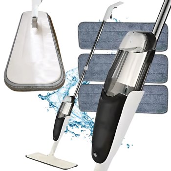 Flat Spray Mop with 350ml Sprayer and 3 Microfiber Pads, 120 cm