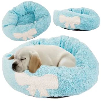 Plush Pet Bed for Dogs and Cats, Blue, 35 cm