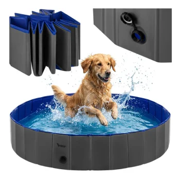 Foldable Dog Pool and Pet Bathing Tub 160x30 cm Purlov, Blue Grey
