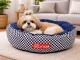 Soft Round Pet Bed for Dogs and Cats, 53 cm, Black & White