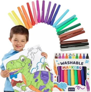 Ikonka Washable Markers for Kids, 20 pcs