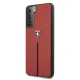 Ferrari Samsung Galaxy S21 Case Off Track Leather Nylon Stripe, Red