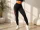 Moteriškos sportinės tamprės paaukštintu juosmeniu, „Push Up“, juodos, L/XL