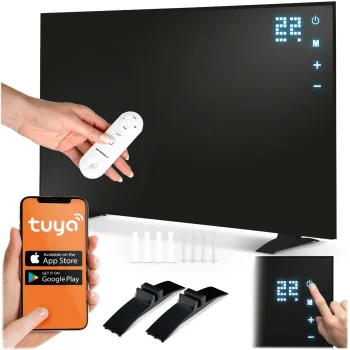 Infraraudonųjų spindulių šildytuvas Berdsen BD-981 600 W, „Wi-Fi“, „Tuya“, pultelis, juodas