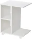 ModernHome Rolling Side Table and Nightstand with Shelves, White