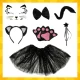 Kruzzel 7-Piece Cat Costume for Girls Dress-Up Set 26745, Black