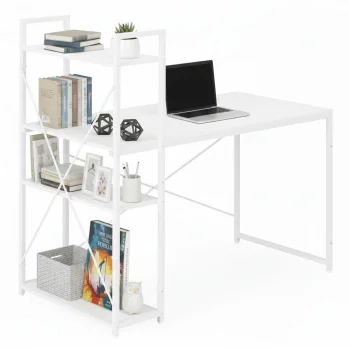 Modernhome Computer Desk with 3 Shelves, 120x60 cm, White