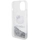 Hello Kitty iPhone 15 Case Liquid Glitter Charms Kitty Head, Silver