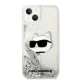 Karl Lagerfeld iPhone 14 Plus Case Glitter Choupette Head Silver