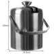 1.3L Ice Bucket with Tongs and Spoon Mini Portable Stainless Steel Champagne Wine Beer Bucket for Bar Party Event