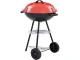 Portable Round Charcoal Grill with Lid and Wheels, 40 cm