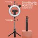 LED Selfie Ring Desktop Light Flash Tripod with Phone Holder and Bluetooth Remote Control (P40D-3), Black