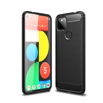Google Pixel 5a 5G Carbon Flexible Cover TPU Case, Black