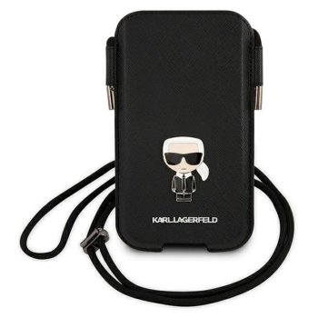 Karl Lagerfeld Torebka KLHCP12LOPHKMK 6,7" black hardcase Saffiano Ikonik Karl's