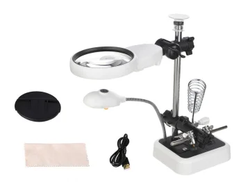 Third Hand Soldering Stand with Magnifier and 6 LED Light