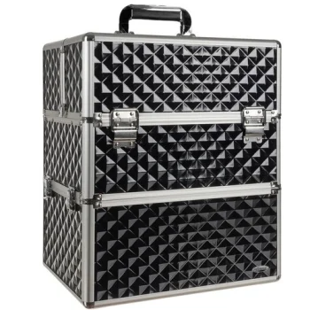 Soulima 00022529 XL Cosmetic Train Case, Black/Silver
