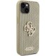 Guess iPhone 15 vāciņš Perforated 4G Glitter, zelta