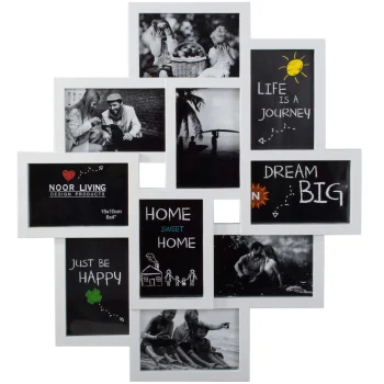 Large 3D Photo Frame for 10 Photos, White