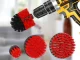 Car Detailing Cleaning Kit with Brushes, Pads and Bag, Red/Black