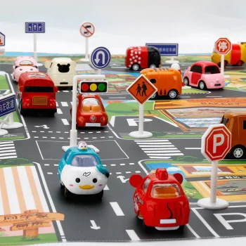 Children's Slim Mat Carpet with Road Signs, 130 x 100 cm