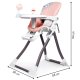 ECOTOYS Foldable Baby High Chair with Adjustable Tray and Footrest, Pink