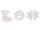 Wooden Christmas Tree Ornaments, Decorations, 20 Pcs, White