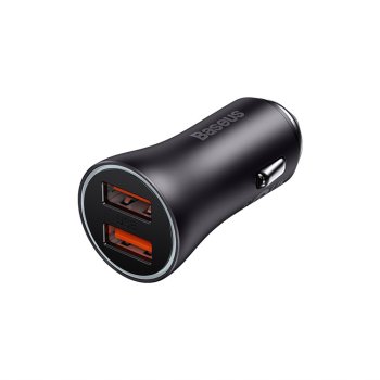 Car Charger Baseus Golden Contactor Max 2xUSB-A 60W Fast Charging - Dark Gray