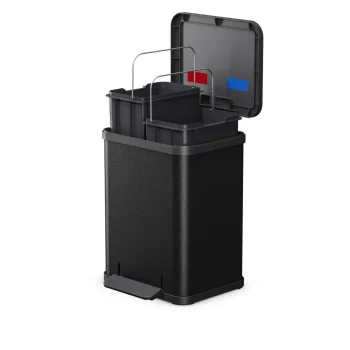 Hailo Öko Duo Plus M Pedal Recycling Bin 18L (2 x 9L), Matte Black