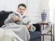 Oversized Hoodie Blanket, Warm Wearable Sweatshirt with Pockets, Grey