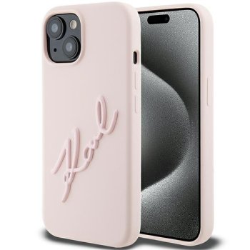 Apple iPhone 15 6.1'' Karl Lagerfeld Silicone Karl Script Cover Case, Pink | Telefona Vāciņš Maciņš Apvalks Bampers