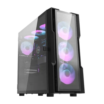 Darkflash DK431 Glass PC Case with 4 RGB Fans, Black