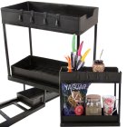 Pull-out Kitchen and Spice Rack Organizer with 2 Shelves, Black, 36 x 40 x 22 cm