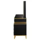 Dressing Table with LED Mirror, Cabinet and Stool, Black and Gold