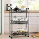 Mobile 3-Tier Kitchen Trolley Cart Black