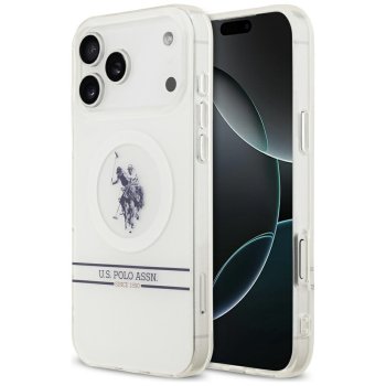 US Polo DH and Bottom Stripe Logo MagSafe Phone Case Cover iPhone 17 Pro Max - White